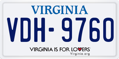 VA license plate VDH9760