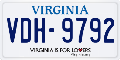 VA license plate VDH9792