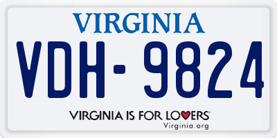 VA license plate VDH9824