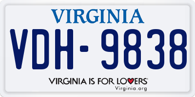 VA license plate VDH9838