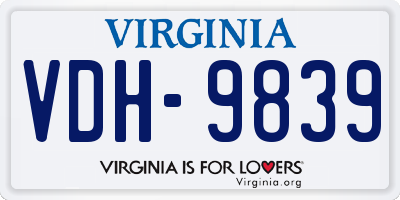 VA license plate VDH9839