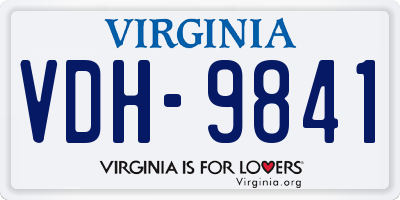 VA license plate VDH9841