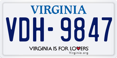 VA license plate VDH9847
