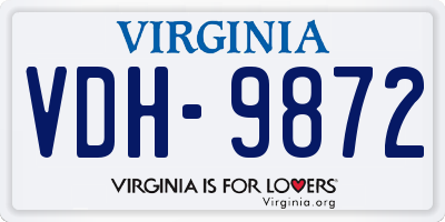 VA license plate VDH9872