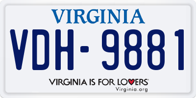 VA license plate VDH9881