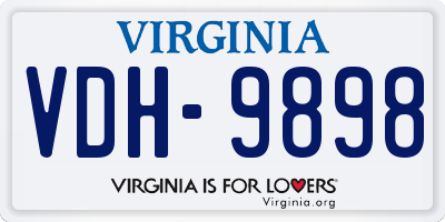 VA license plate VDH9898