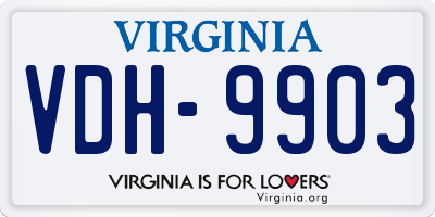 VA license plate VDH9903