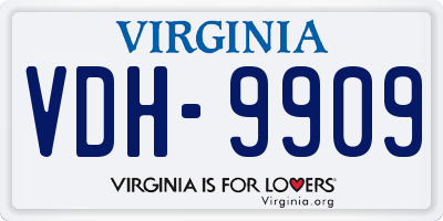 VA license plate VDH9909