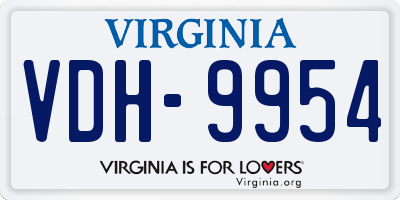 VA license plate VDH9954