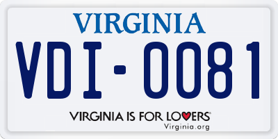 VA license plate VDI0081
