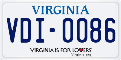VA license plate VDI0086