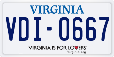 VA license plate VDI0667
