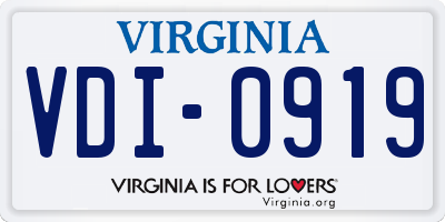 VA license plate VDI0919