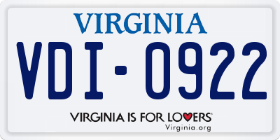 VA license plate VDI0922