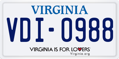 VA license plate VDI0988