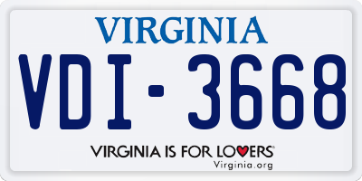 VA license plate VDI3668