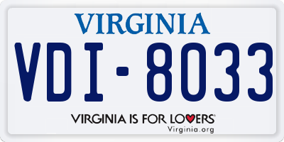 VA license plate VDI8033