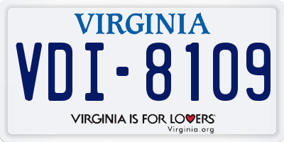 VA license plate VDI8109