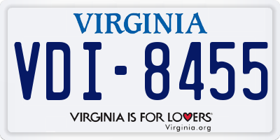 VA license plate VDI8455