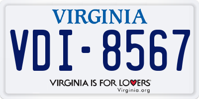 VA license plate VDI8567