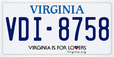 VA license plate VDI8758