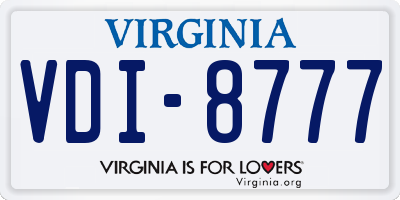 VA license plate VDI8777