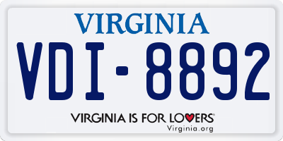 VA license plate VDI8892