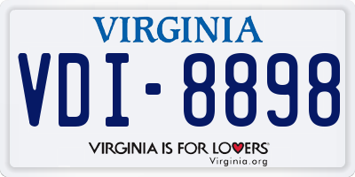 VA license plate VDI8898
