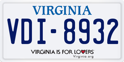 VA license plate VDI8932