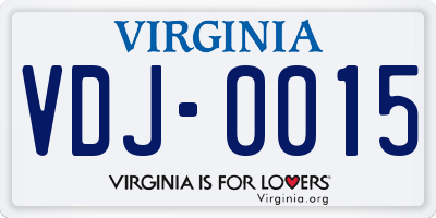 VA license plate VDJ0015