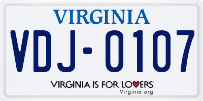 VA license plate VDJ0107