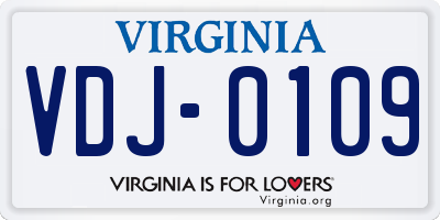 VA license plate VDJ0109