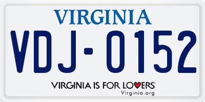 VA license plate VDJ0152