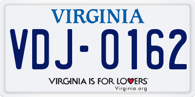 VA license plate VDJ0162