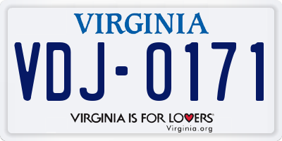 VA license plate VDJ0171
