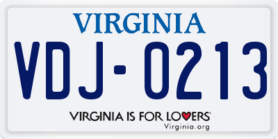 VA license plate VDJ0213