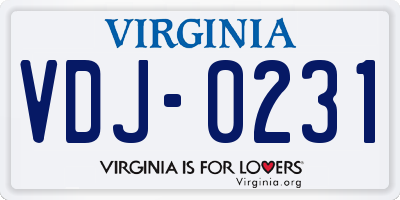 VA license plate VDJ0231
