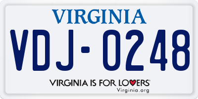 VA license plate VDJ0248