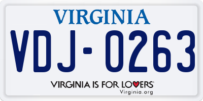 VA license plate VDJ0263