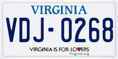 VA license plate VDJ0268
