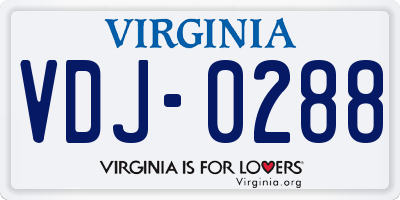 VA license plate VDJ0288