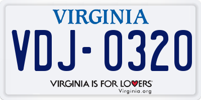 VA license plate VDJ0320