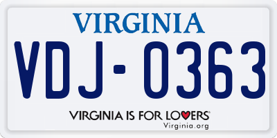 VA license plate VDJ0363