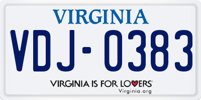 VA license plate VDJ0383