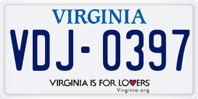 VA license plate VDJ0397