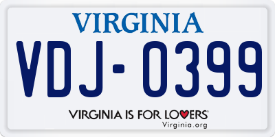 VA license plate VDJ0399