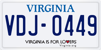 VA license plate VDJ0449