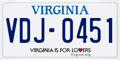 VA license plate VDJ0451