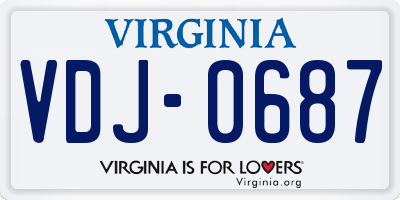 VA license plate VDJ0687