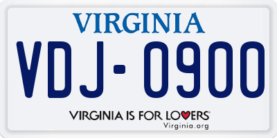 VA license plate VDJ0900